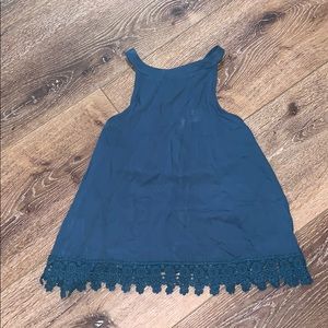 teal halter tank top with lace detail